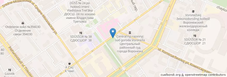Mapa de ubicacion de Робин Сдобин en Rusland, Centraal Federaal District, Oblast Voronezj, Городской Округ Воронеж.