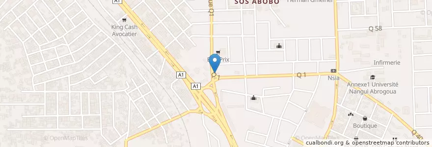 Mapa de ubicacion de Banque Atlantique en Costa D'Avorio, Abidjan, Abobo.