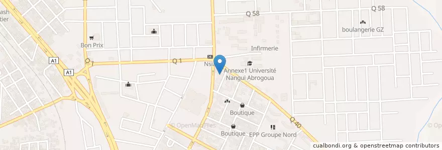 Mapa de ubicacion de Église Universelle en コートジボワール, アビジャン, Abobo.