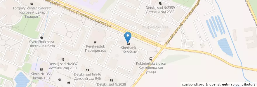 Mapa de ubicacion de Сбербанк en Rusland, Centraal Federaal District, Moskou, Юго-Западный Административный Округ, Район Северное Бутово.