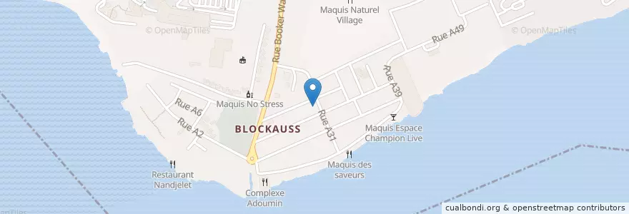 Mapa de ubicacion de Marché de Blockauss en Côte D'Ivoire, Abidjan, Cocody.