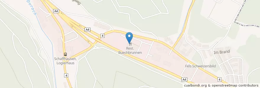 Mapa de ubicacion de Rest. Buechbrunnen en 瑞士, Schaffhausen, Schaffhausen.