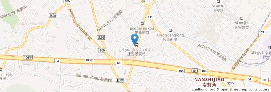 Mapa de ubicacion de 鬍鬚張魯肉飯 en تايوان, تايبيه الجديدة, 中和區.