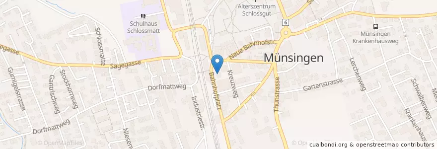 Mapa de ubicacion de Poststelle 3110 Münsingen en Schweiz/Suisse/Svizzera/Svizra, Bern/Berne, Verwaltungsregion Bern-Mittelland, Verwaltungskreis Bern-Mittelland, Münsingen.