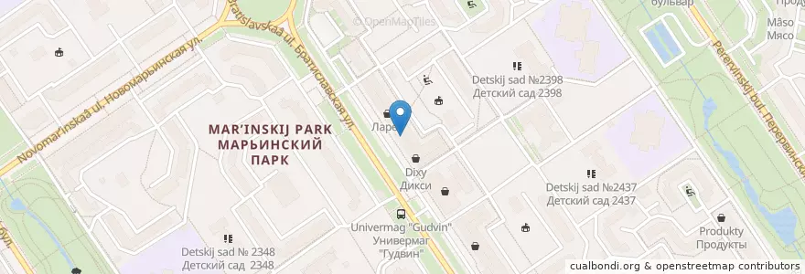 Mapa de ubicacion de Пицца 24 en 俄罗斯/俄羅斯, Центральный Федеральный Округ, Москва, Юго-Восточный Административный Округ, Район Марьино.