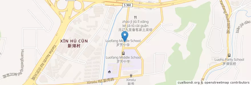 Mapa de ubicacion de 深圳农村商业银行 en 中国, 广东省, 深圳市, 罗湖区, 黄贝街道.