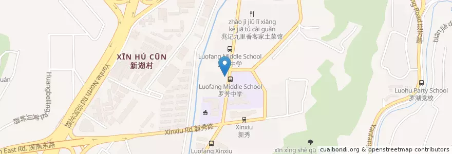 Mapa de ubicacion de 和记猪肚鸡 en China, Provincia De Cantón, Shenzhen, Luohu, 黄贝街道.