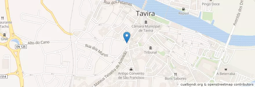 Mapa de ubicacion de O Castelo en Португалия, Алгарве, Алгарви, Faro, Tavira, Tavira.