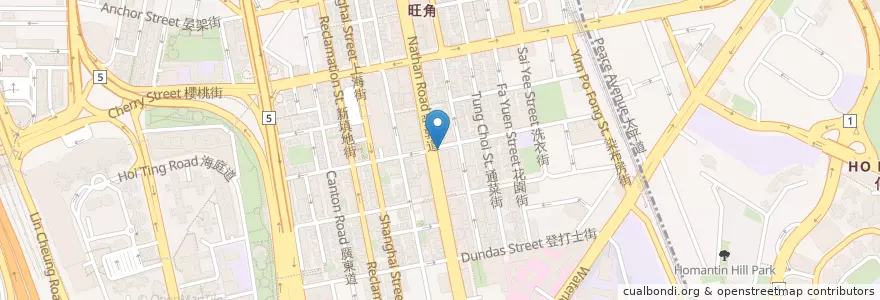 Mapa de ubicacion de 恆生銀行 Hang Seng Bank en 중국, 광둥성, 홍콩, 가우룽, 신제, 油尖旺區 Yau Tsim Mong District.