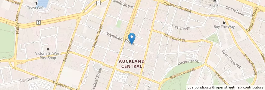 Mapa de ubicacion de Sixth Sense Bar and Club en 新西兰, Auckland, Waitematā.
