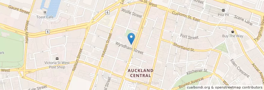 Mapa de ubicacion de Shakepeare's Tavern en Nieuw-Zeeland, Auckland, Waitematā.