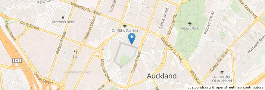 Mapa de ubicacion de The Playhouse en Nieuw-Zeeland, Auckland, Waitematā.