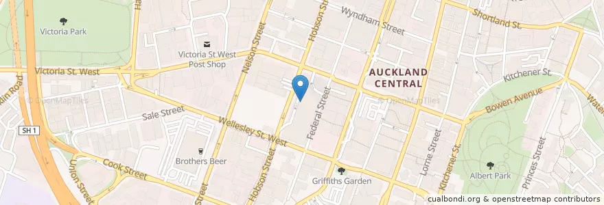 Mapa de ubicacion de Aces Bar en Yeni Zelanda, Auckland, Waitematā.