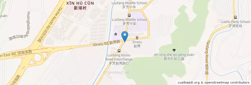 Mapa de ubicacion de 国大药房 en China, Cantão, Shenzhen, Distrito De Luohu, 黄贝街道.