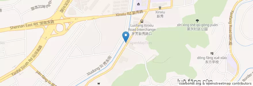 Mapa de ubicacion de 罗芳南路 en 中国, 广东省, 深圳市, 罗湖区, 黄贝街道.