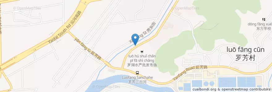 Mapa de ubicacion de 水产批发市场 en 中国, 广东省, 深圳市, 罗湖区, 黄贝街道.