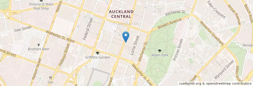 Mapa de ubicacion de ANZ en Yeni Zelanda, Auckland, Waitematā.