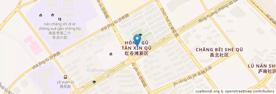 Mapa de ubicacion de 红谷滩新区管理委员会 en 中国, 江西省, 南昌市, 红谷滩区, 沙井街道.