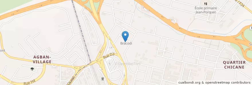 Mapa de ubicacion de Marché Bracodi en Кот-Д’Ивуар, Абиджан, Adjamé.