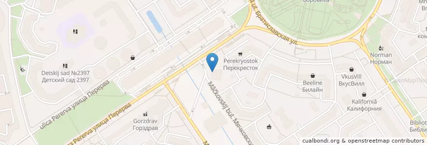 Mapa de ubicacion de ОТП Банк en Rusya Federasyonu, Центральный Федеральный Округ, Москва, Юго-Восточный Административный Округ, Район Марьино.