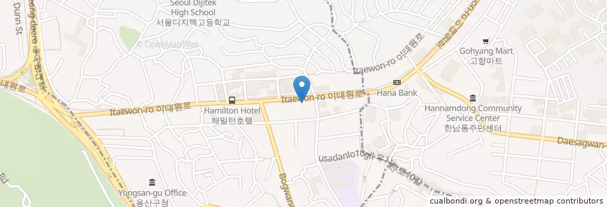 Mapa de ubicacion de Kervan Turkish Restaurant en 大韓民国, ソウル, 龍山区, 이태원1동.