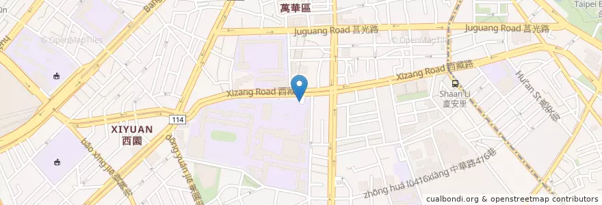 Mapa de ubicacion de 萬中停車場入口 en 臺灣, 新北市, 臺北市, 萬華區.