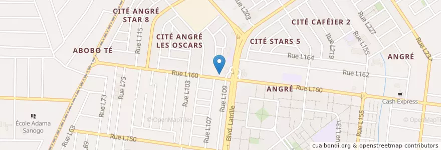 Mapa de ubicacion de Église Baptiste d’Angré en Côte D'Ivoire, Abidjan, Cocody.