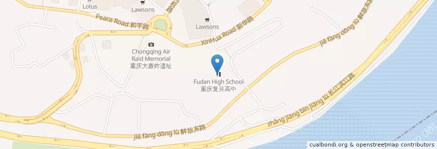 Mapa de ubicacion de 重庆复旦高中 en China, Chongqing, 重庆市中心.