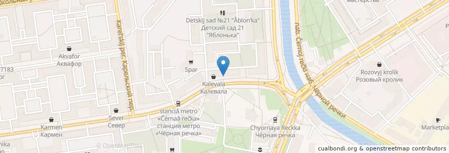 Mapa de ubicacion de Sberbank en Russia, Northwestern Federal District, Leningrad Oblast, Saint Petersburg, Приморский Район, Округ Чёрная Речка.
