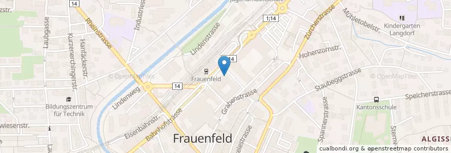 Mapa de ubicacion de Casino Frauenfeld en Suíça, Thurgau, Bezirk Frauenfeld, Frauenfeld.