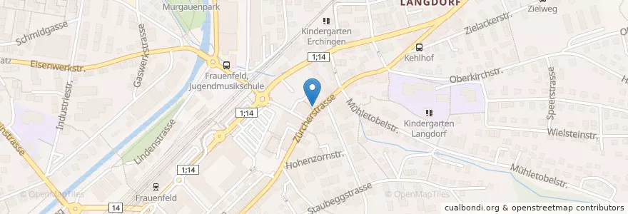 Mapa de ubicacion de Mehmet Kebap & Pizza en Switzerland, Thurgau, Bezirk Frauenfeld, Frauenfeld.