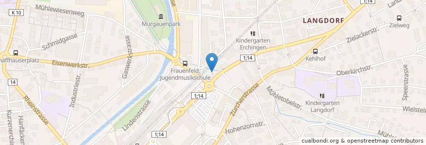 Mapa de ubicacion de Dieci Pizzakurier en Швейцария, Тургау, Bezirk Frauenfeld, Frauenfeld.