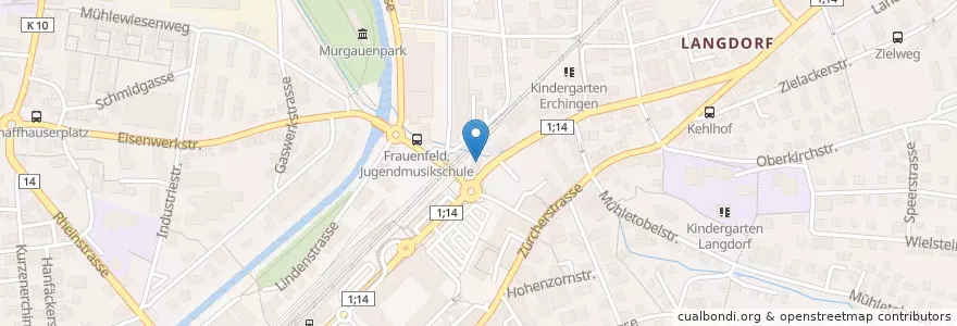 Mapa de ubicacion de Spirit Bar en Schweiz, Thurgau, Bezirk Frauenfeld, Frauenfeld.