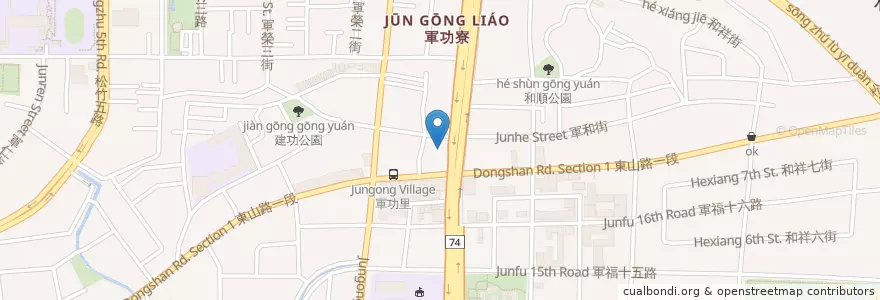 Mapa de ubicacion de 軍功福德祠 en تايوان, تاي شانغ, 北屯區.