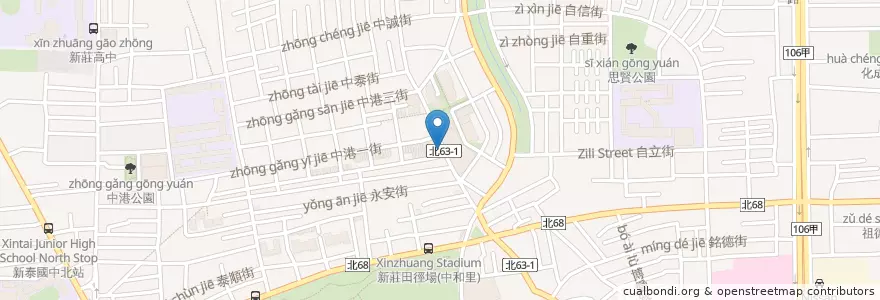 Mapa de ubicacion de 中港蚵仔麵線臭豆腐 en 台湾, 新北市, 新荘区.