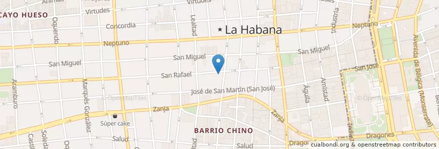 Mapa de ubicacion de San Cristóbal en 쿠바, La Habana, Centro Habana.