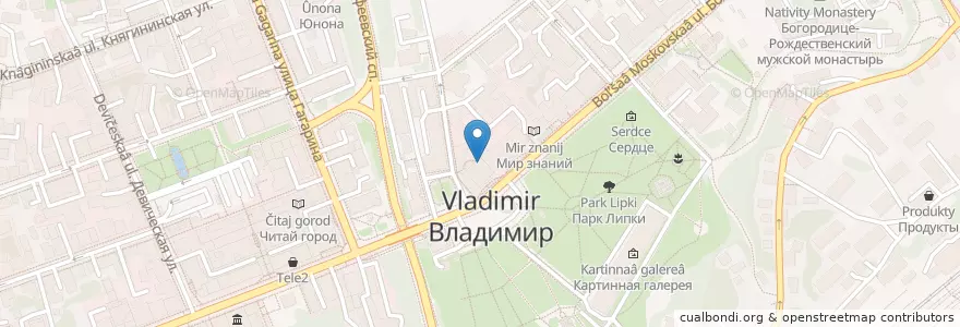 Mapa de ubicacion de Пятница en روسيا, Центральный Федеральный Округ, فلاديمير أوبلاست, Городской Округ Владимир.