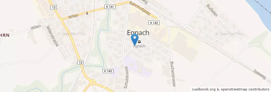 Mapa de ubicacion de Raiffeisen Egnach en Schweiz, Thurgau, Bezirk Arbon, Egnach.