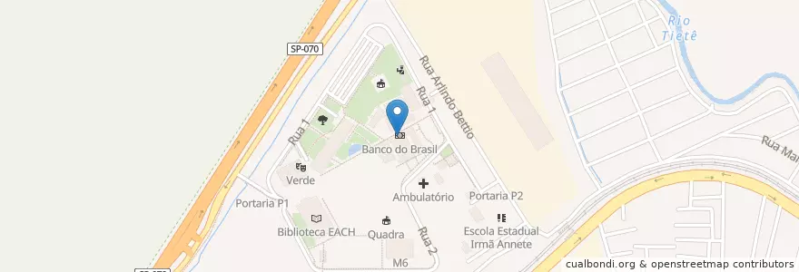Mapa de ubicacion de Banco do Brasil en ブラジル, 南東部地域, サンパウロ, Região Geográfica Intermediária De São Paulo, Região Metropolitana De São Paulo, Região Imediata De São Paulo, サンパウロ.