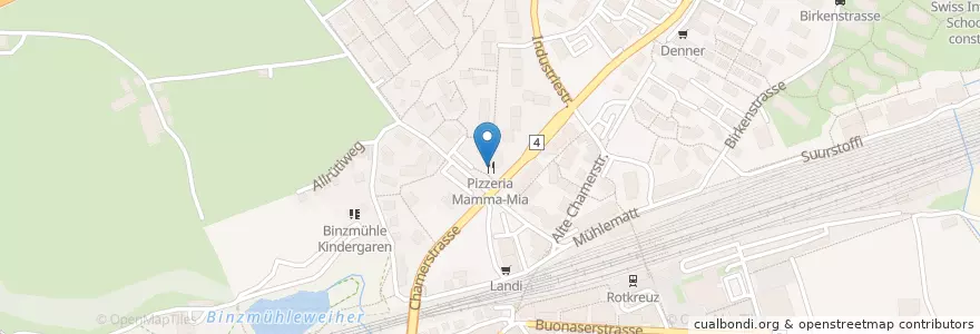 Mapa de ubicacion de Pizzeria Mamma-Mia en Schweiz/Suisse/Svizzera/Svizra, Zug, Risch-Rotkreuz.