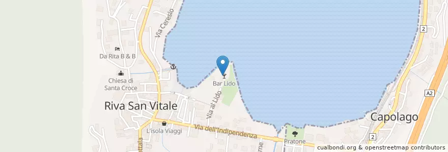 Mapa de ubicacion de Bar Lido en 스위스, Ticino, Distretto Di Mendrisio, Circolo Di Riva San Vitale, Riva San Vitale.