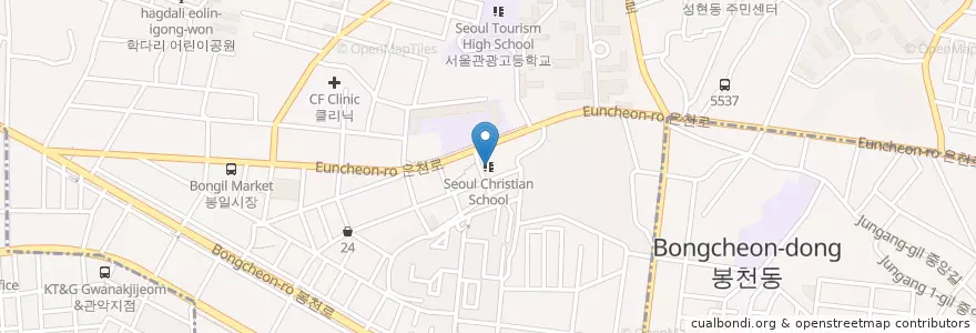 Mapa de ubicacion de Seoul Bible Church en كوريا الجنوبية, سول, 관악구, 은천동.