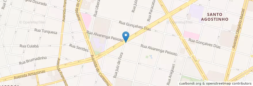 Mapa de ubicacion de GNV en 브라질, 남동지방, 미나스제라이스, Região Geográfica Intermediária De Belo Horizonte, Região Metropolitana De Belo Horizonte, Microrregião Belo Horizonte, 벨루오리존치.