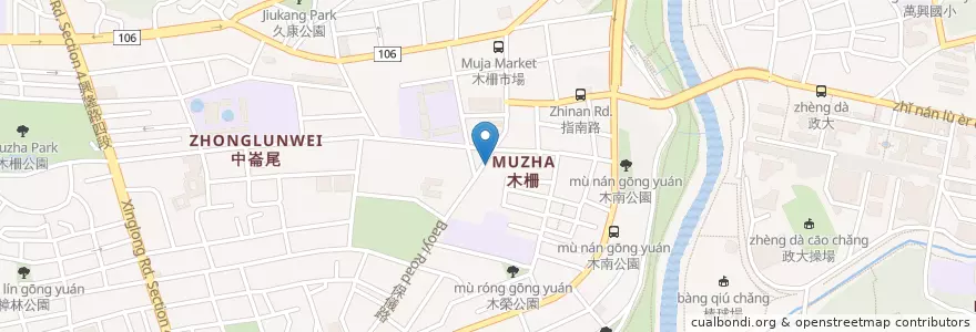 Mapa de ubicacion de 曾家涼麵 en Tayvan, 新北市, Taipei, 文山區.