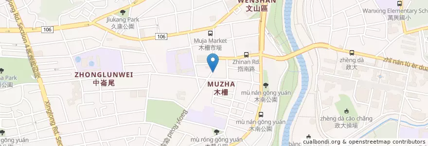 Mapa de ubicacion de 磨豆花棧 en تايوان, تايبيه الجديدة, تايبيه, 文山區.