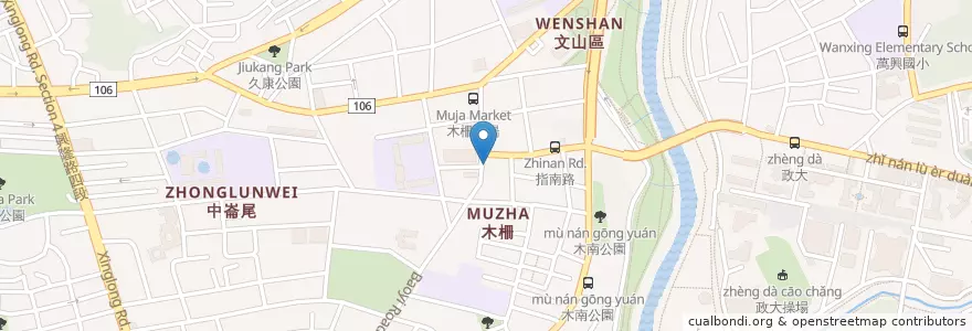 Mapa de ubicacion de 沒有招牌的炒飯店 en تايوان, تايبيه الجديدة, تايبيه, 文山區.