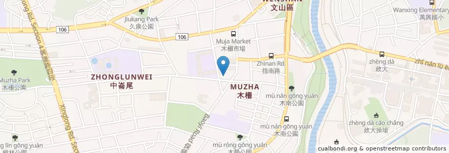Mapa de ubicacion de 五花馬 蛋包飯 en Taiwan, Nuova Taipei, Taipei, 文山區.