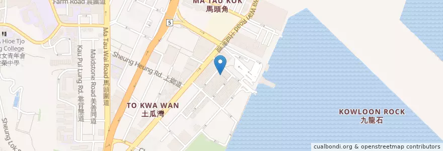 Mapa de ubicacion de 土瓜灣郵政局 To Kwa Wan Post Office en China, Cantão, Hong Kong, Kowloon, Novos Territórios, 九龍城區 Kowloon City District.