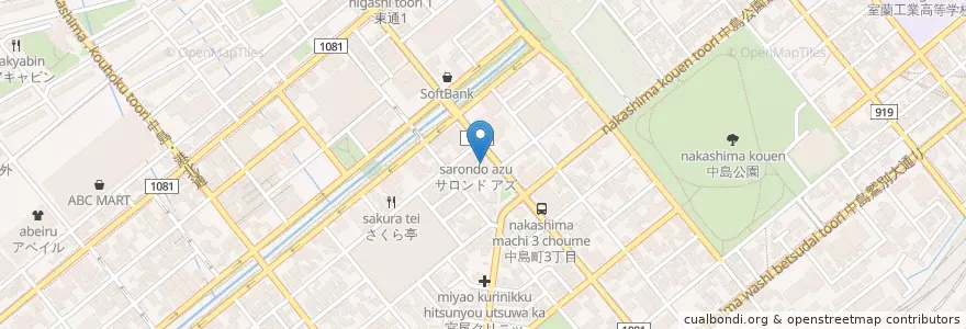 Mapa de ubicacion de 味しん en 日本, 北海道, 膽振綜合振興局, 室蘭市.