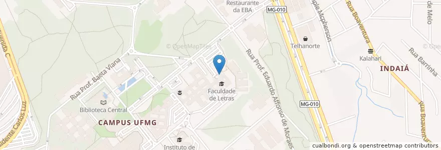 Mapa de ubicacion de Biblioteca Professor Rubens Costa Romanelli en ブラジル, 南東部地域, ミナス ジェライス, Região Geográfica Intermediária De Belo Horizonte, Região Metropolitana De Belo Horizonte, Microrregião Belo Horizonte, ベロオリゾンテ.